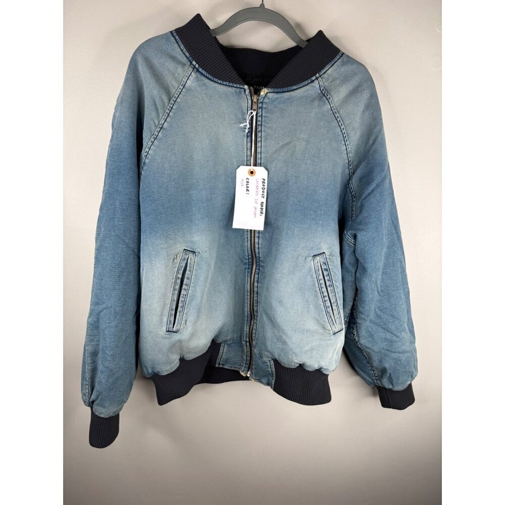 NEW EB Denim Lombardi Zip Bomber Jacket Quilted Interior Olio Small $595 REVOLVE - Picture 2 of 4